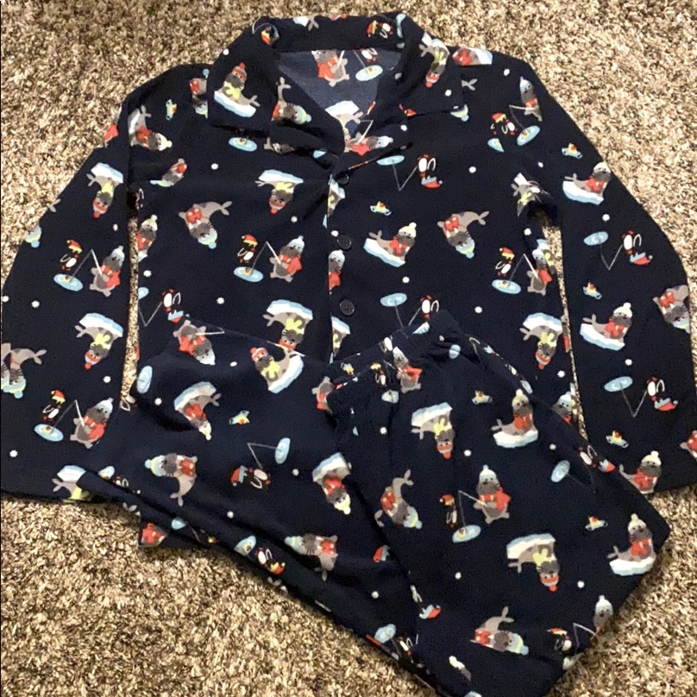 YM (7-8) Gymboree Seal/Penguin Fleece Pajamas